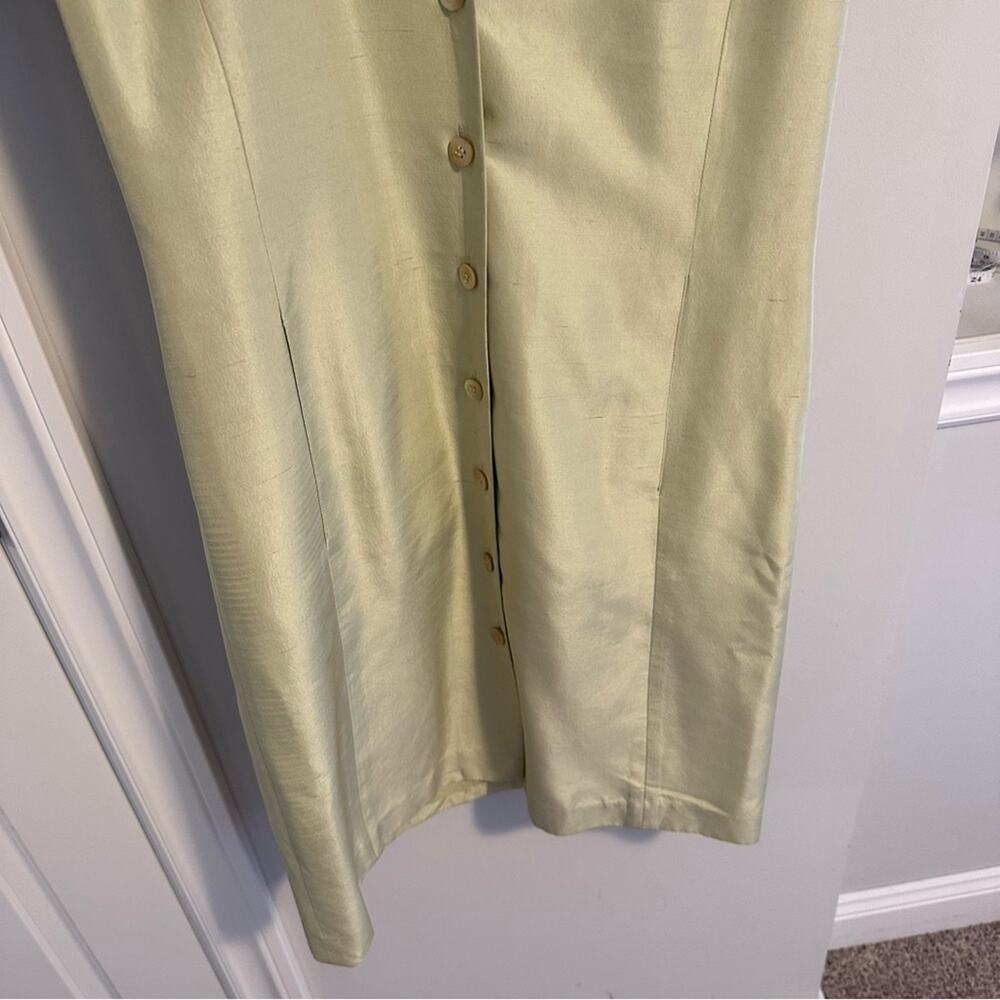 Vintage Liz Claiborne Green Raw Silk Button Front Mini Dress XS - Picture 11 of 14